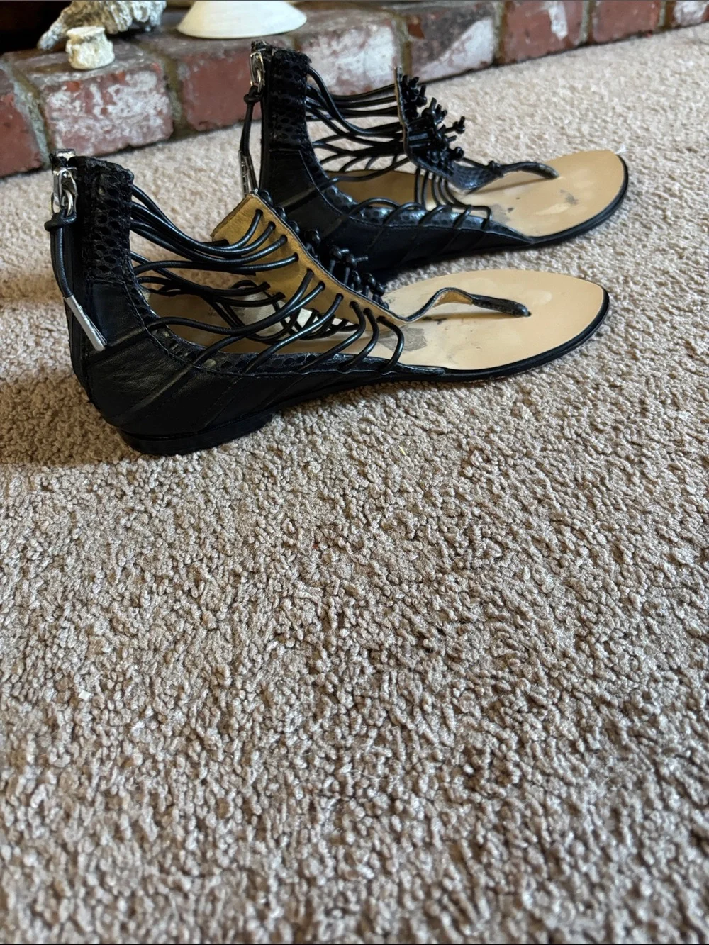 #301 Women's Strappy Black Gladiator Sandals